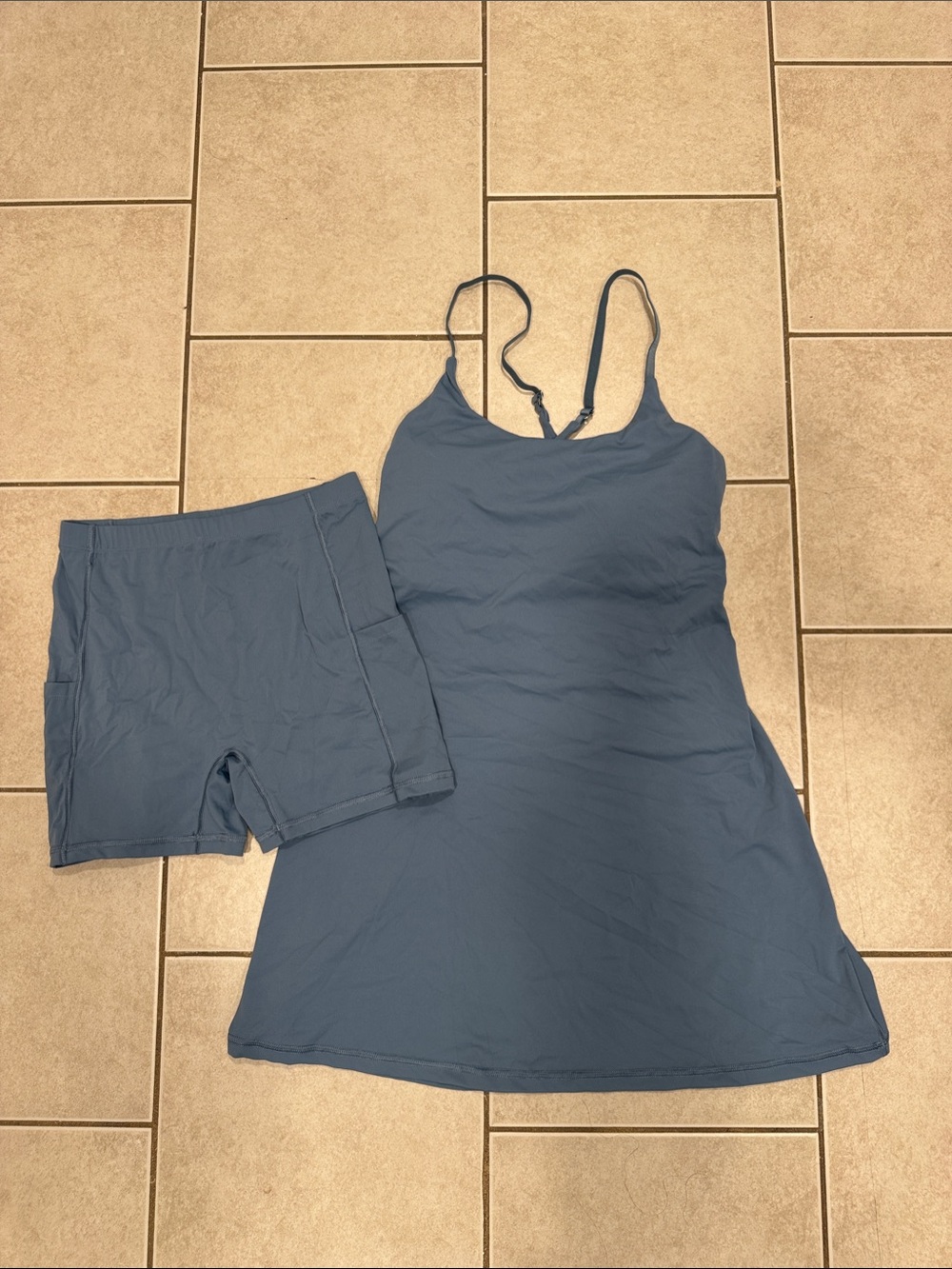 Blue Women's Sleep Chemise & Bike Short Set